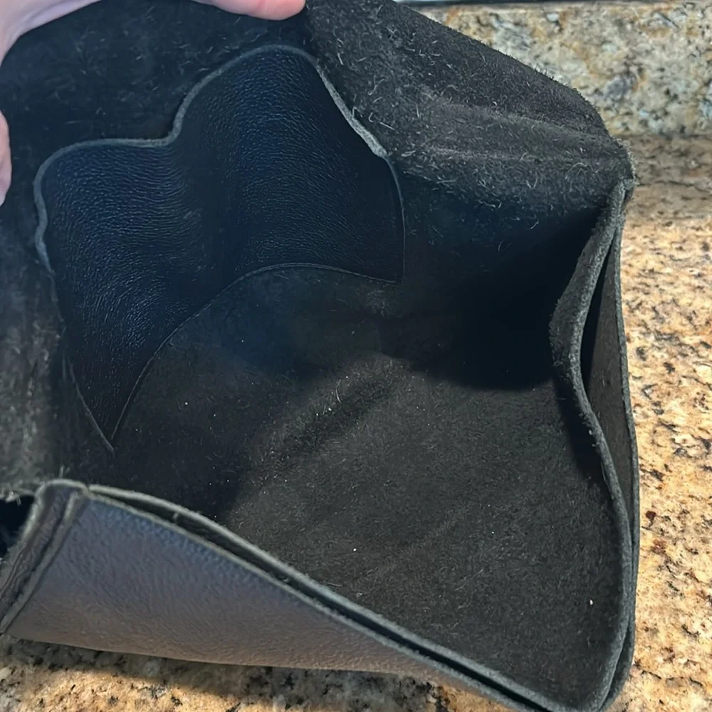 Pebbled Leather Black Crossbody Laptop Bag Grommet Artisan Leather Maker